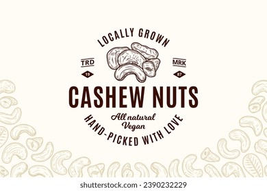 Vector cashew nuts logo design template. Cashew nut kernels