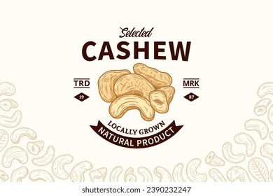 Vector cashew nuts logo design. Cashew nut kernels