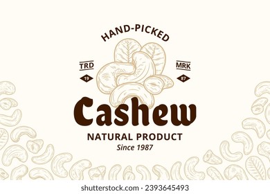 Vector cashew nuts logo, food label design, cashew nut kernels