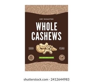 Vector cashew nuts packaging design template. Vector cashew nuts illustration