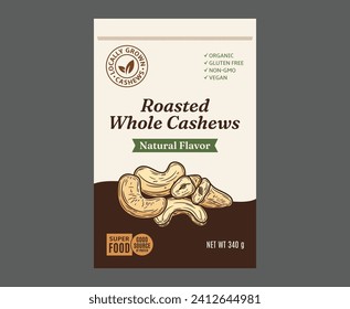 Vector cashew nuts packaging. Vector cashew nuts illustration