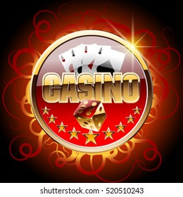 Vector casino card  with flame ornament
