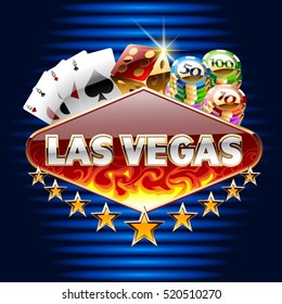 Vektorcasino-Karte mit Text Las Vegas