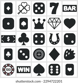 Vector casino and cards mini icons set.