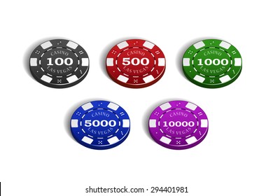 Vector Casino Chip 5 Color Set