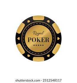 Vector casino chip. Golden poker chip icon. Vector illustration for casino.