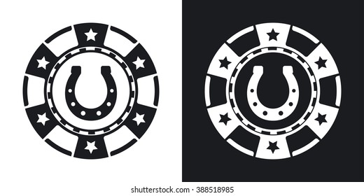 Vector casino chip icon. Two-tone version on black and white background