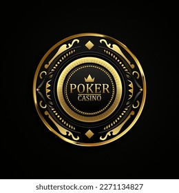 Vector Casino Chip logo, poker chip gold and black vector illustration