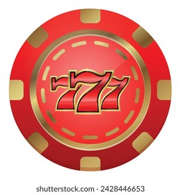 Vector casino chip with winning combination 777. 