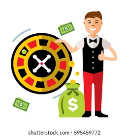 Vector Casino concept, gambling. Flat style colorful Cartoon illustration.