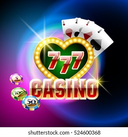 Vector casino emblem with heart shape