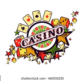 vector Casino emblem on a white background with elements of winning and luck