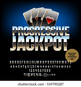 Vector Casino Emblem Progressive Jackpot. Set Of Letters, Numbers And Symbols. Contains Graphic Style.