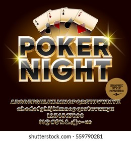 Vector Casino Icon Poker Night. Set Of Letters, Numbers And Symbols. Contains Graphic Style.