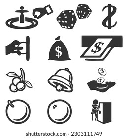 vector casino isometric icons set