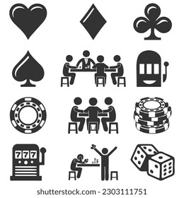 vector casino isometric icons set