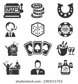 vector casino isometric icons set