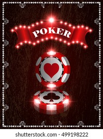 Vector casino poker chips, template for design backgrounds and banners.