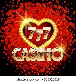 Vector casino poster with heart romantic theme