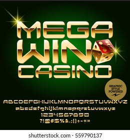 Vector casino sign Mega win casino. Set of letters, numbers and symbols. Contains graphic style.