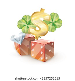 vector casino symbols attributes 6 icons set