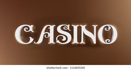 Vector casino word sign in 3d style on golden background. Casino letters banner design.