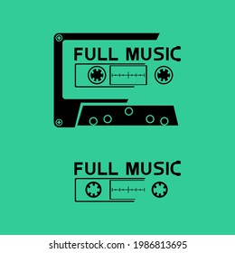 vector cassette design with full music writing on green background