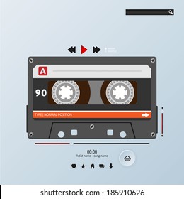 Vector cassette in envelope music player template