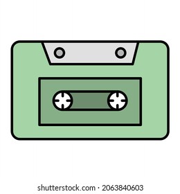 Vector Cassette Filled Outline Icon Design
