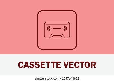 Vector of Cassette icon. Isolated on pastel background. Business, multimedia theme.