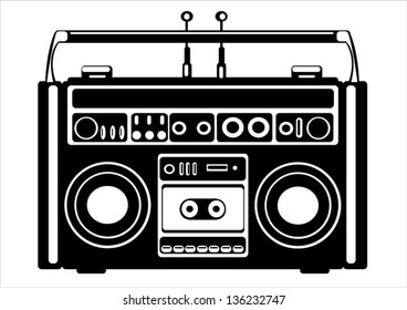  vector cassette recorder on white background