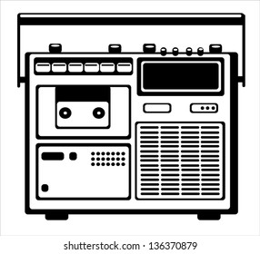 vector cassette recorder on white background