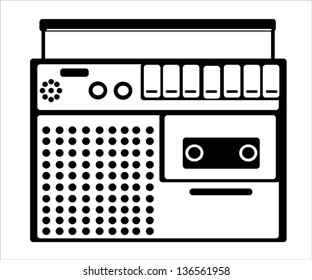 vector cassette recorder on white background