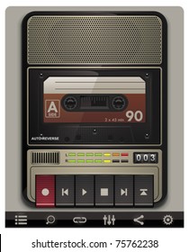 Vector Cassette Recorder Template With Icons