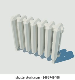 Vector cast iron radiator. Low poly 3d vector illustration.