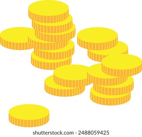 Vector casting illustration material with a lot of yellow coins