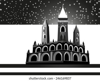 Vector Castle in black and white.