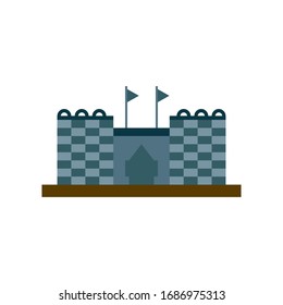 Vector castle for cartoon and illustration, empire power kingdom, play game strategy, fort, prince, troops, king and queen