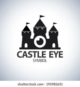 Vector of castle eye symbol icon. Protection concept, Logo template design