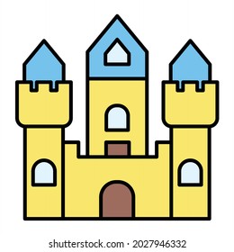 Vector Castle Filled Outline Icon Design

