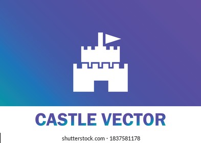 Vector of castle icon. Isolated on gradient background. For designer.