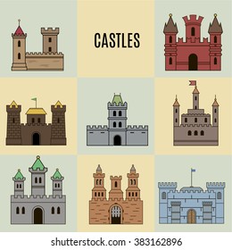 Vector castle icon set 