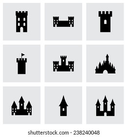 Vector Castle Icon Set On Grey Background