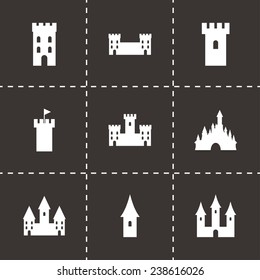 Vector castle icon set on black background