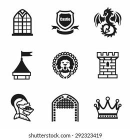 Vector Castle icon set on white background