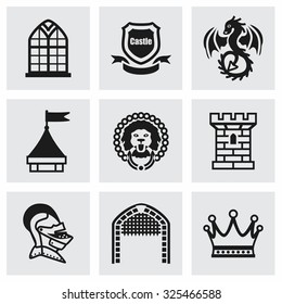 Vector Castle icon set on grey background