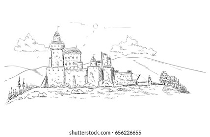 vector -  Castle landscape - isolated on background