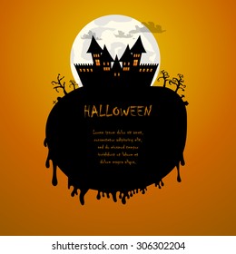 Vector : Castle and moon Halloween background