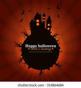 Vector : Castle and moon Halloween background