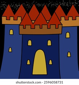 Vector castle in the night